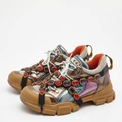 Gucci Multicolor Leather Flashtrek Reflective Sneakers Size 41