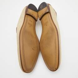Gucci Brown Canvas and Leather Web Horsebit Loafers Size 46.5