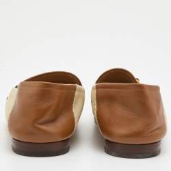 Gucci Brown Canvas and Leather Web Horsebit Loafers Size 46.5