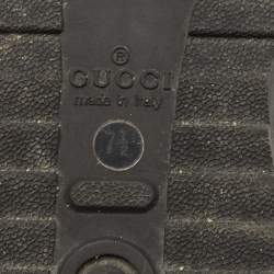 Pre Owned Gucci Black Leather Web Thong Sandals Size 41.5