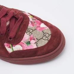 Gucci Beige/Pink Bloom GG Supreme Canvas and Suede High Top Sneakers Size 39