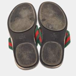 Gucci Tricolor Leather and Canvas Web Interlocking G Thong Slides Size 47