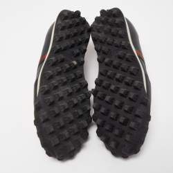 Gucci Black Leather Ace Football Low Top Sneakers Size 45.5