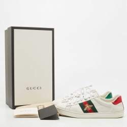 Gucci White Leather Ace Web Low Top Sneakers Size 42
