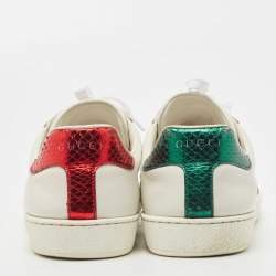 Gucci White Leather Ace Web Low Top Sneakers Size 42