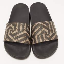 Gucci Two Tone GG Supreme Printed Canvas Slides Size 40