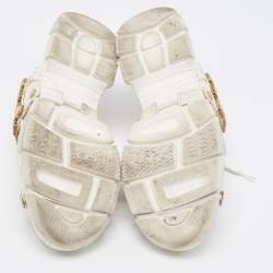Gucci White Leather and Mesh Flashtrek Rhinestone Sneakers Size 42