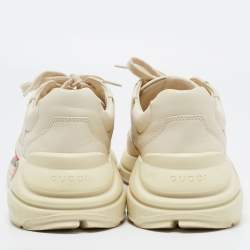 Gucci Cream Leather Gucci Logo Rhyton Sneakers Size 43
