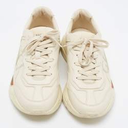 Gucci Cream Leather Gucci Logo Rhyton Sneakers Size 43
