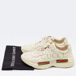 Gucci Cream Leather Gucci Logo Rhyton Sneakers Size 43