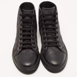 Pre Owned Gucci Black/Grey GG Canvas High Top Sneakers Size 44