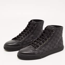Pre Owned Gucci Black/Grey GG Canvas High Top Sneakers Size 44