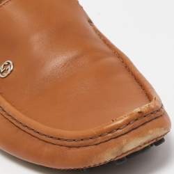 Gucci Brown Leather Slip On Loafers Size 43.5