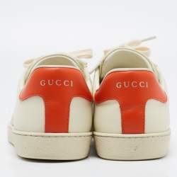 Gucci x Disney Ivory Leather Ace Mickey Mouse Low Top Sneakers Size 42