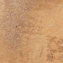 مملوكة مسبقًا Gucci Black Leather and Canvas Horsebit Web Flat Sandals Size 44