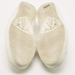 Pre Owned Gucci White Leather Ace Bee Web Low Top Sneakers Size 42.5