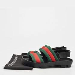 Gucci Tricolor Leather and Canvas Rimini Slingback Sandals Size 43