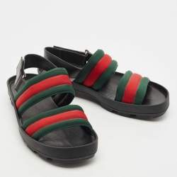 Gucci Tricolor Leather and Canvas Rimini Slingback Sandals Size 43