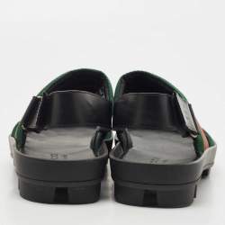 Gucci Tricolor Leather and Canvas Rimini Slingback Sandals Size 43