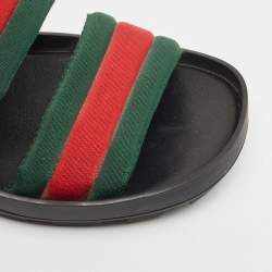 Gucci Tricolor Leather and Canvas Rimini Slingback Sandals Size 43