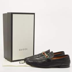 Gucci Black Leather Jordaan Slip On Loafers Size 46