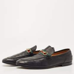 Gucci Black Leather Jordaan Slip On Loafers Size 46