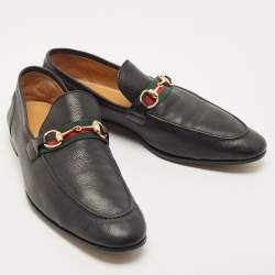 Gucci Black Leather Jordaan Slip On Loafers Size 46
