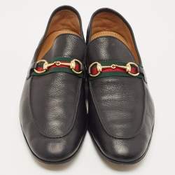 Gucci Black Leather Jordaan Slip On Loafers Size 46