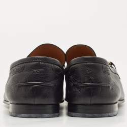 Gucci Black Leather Jordaan Slip On Loafers Size 46