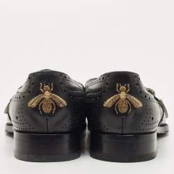 Pre Owned Gucci Black Leather Dionysus Accent Oxfords Size 46