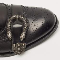 Pre Owned Gucci Black Leather Dionysus Accent Oxfords Size 46