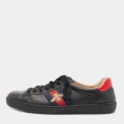 GUCCI Ghost Print Smooth Leather Slip-On Sneakers Black Size 9 - Last