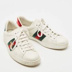 Gucci White Leather Embroidered Bee Ace Sneakers Size 45