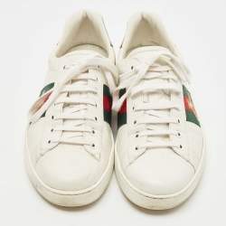 Gucci White Leather Embroidered Bee Ace Sneakers Size 45