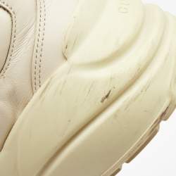 Pre Owned Gucci Cream Leather Logo Print Rhyton Sneakers Size 39.5