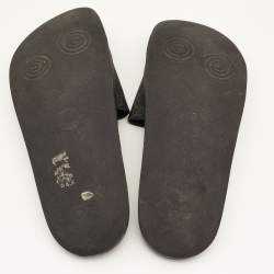 Pre Owned Gucci Black GG Supreme Canvas Tiger Flat Slides Size 45.5