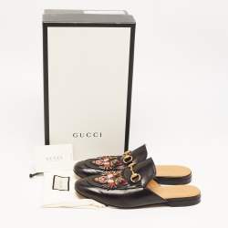 Gucci Black Leather Princetown Mules Size 41.5