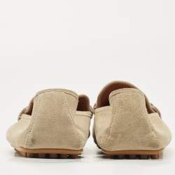 Gucci Beige Suede Web Horsebit Slip On Loafers Size 43