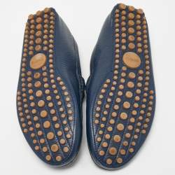 Gucci Navy Blue Leather Horsebit Slip On Loafers Size 42.5