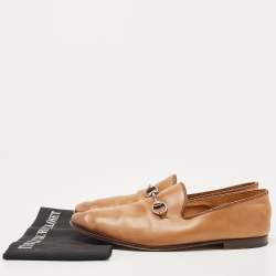 Gucci Tan Leather Horsebit Loafers Size 44.5