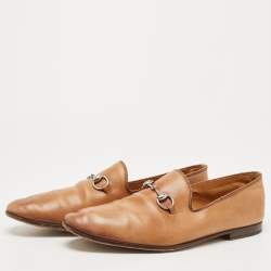 Gucci Tan Leather Horsebit Loafers Size 44.5