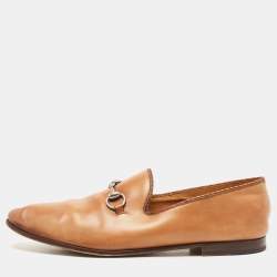 Gucci Tan Leather Horsebit Loafers Size 44.5