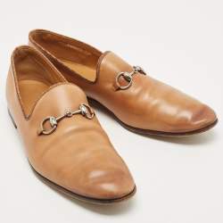 Gucci Tan Leather Horsebit Loafers Size 44.5