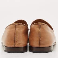 Gucci Tan Leather Horsebit Loafers Size 44.5