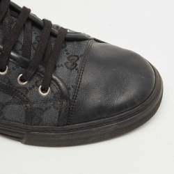Pre Owned Gucci Two Tone GG Canvas and Leather Cap Toe High Top Sneakers Size 42.5