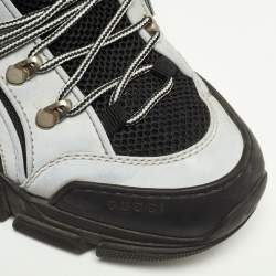 Gucci Black/Grey Mesh and Leather Flashtrek Sneakers Size 43