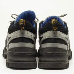Gucci Black/Grey Mesh and Leather Flashtrek Sneakers Size 43