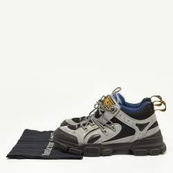 Gucci Black/Grey Mesh and Leather Flashtrek Sneakers Size 43