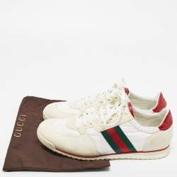Gucci White Suede and Fabric Wed Detail Low Top Sneakers Size 44.5