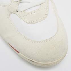 Gucci White Suede and Fabric Wed Detail Low Top Sneakers Size 44.5